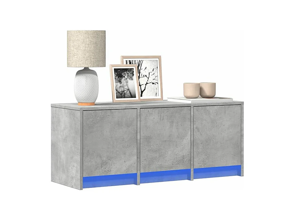 Meuble TV avec LED gris béton 97x34x40 bois d'ingénierie