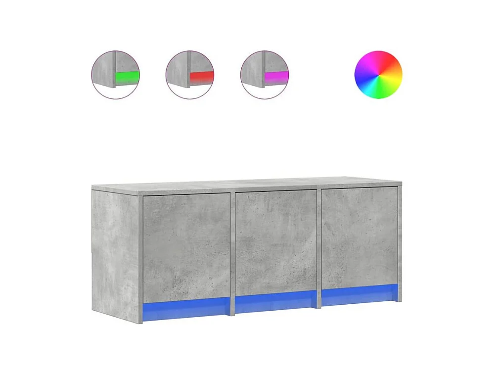 Meuble TV avec LED gris béton 97x34x40 bois d'ingénierie