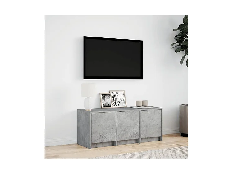 Meuble TV avec LED gris béton 97x34x40 bois d'ingénierie