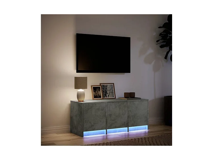 Meuble TV avec LED gris béton 97x34x40 bois d'ingénierie