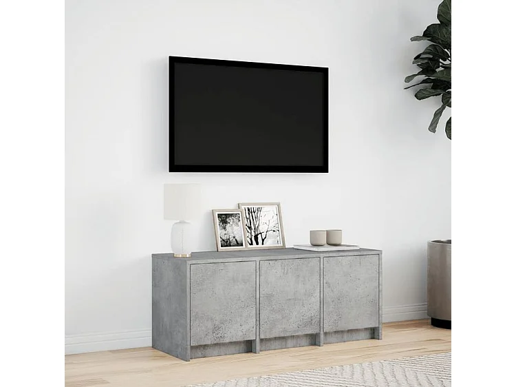 Meuble TV avec LED gris béton 97x34x40 bois d'ingénierie