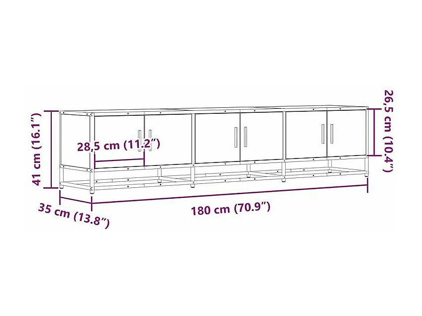 Meuble TV chêne sonoma 180x35x41 bois d'ingénierie