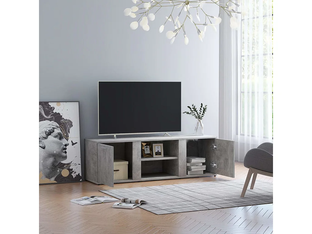 Meuble TV Gris béton 120x34x37
