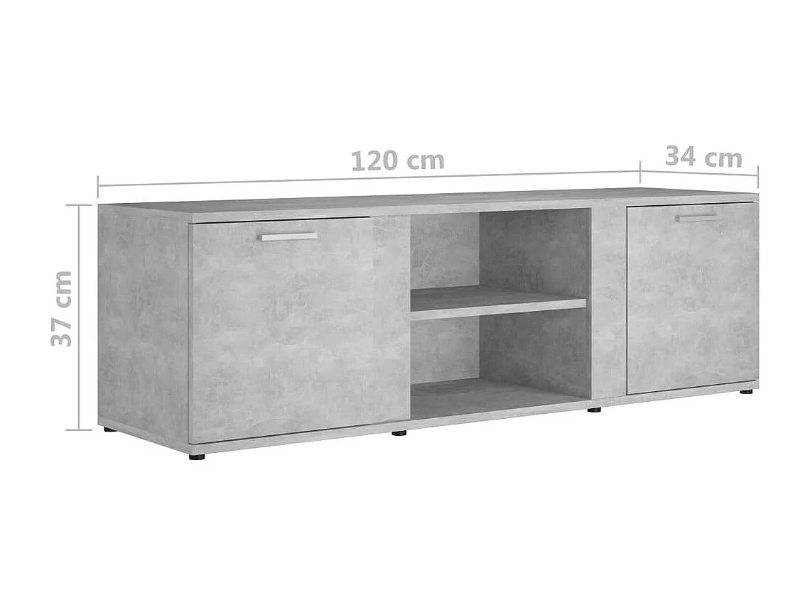 Meuble TV Gris béton 120x34x37