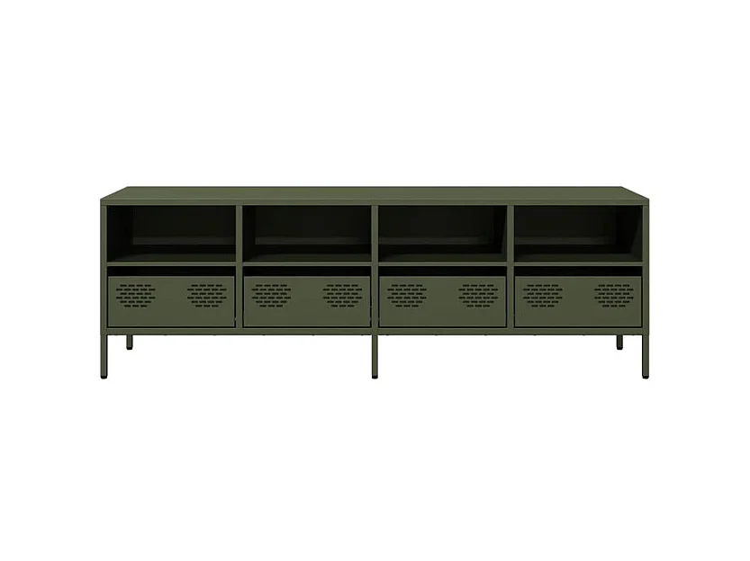 Meuble TV vert olive 135x39x43,5 acier laminé à froid