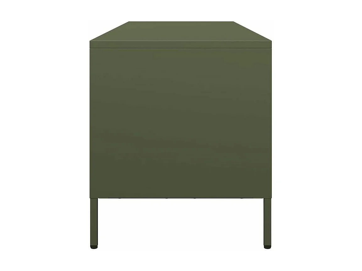 Meuble TV vert olive 135x39x43,5 acier laminé à froid