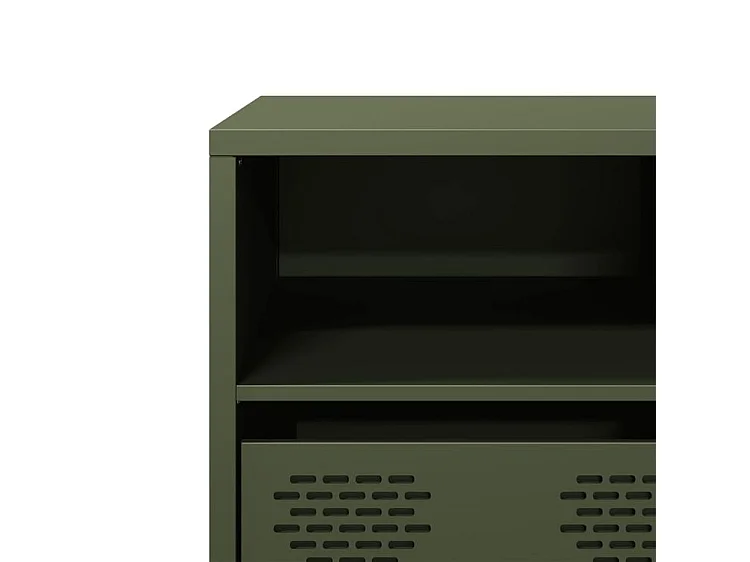 Meuble TV vert olive 135x39x43,5 acier laminé à froid