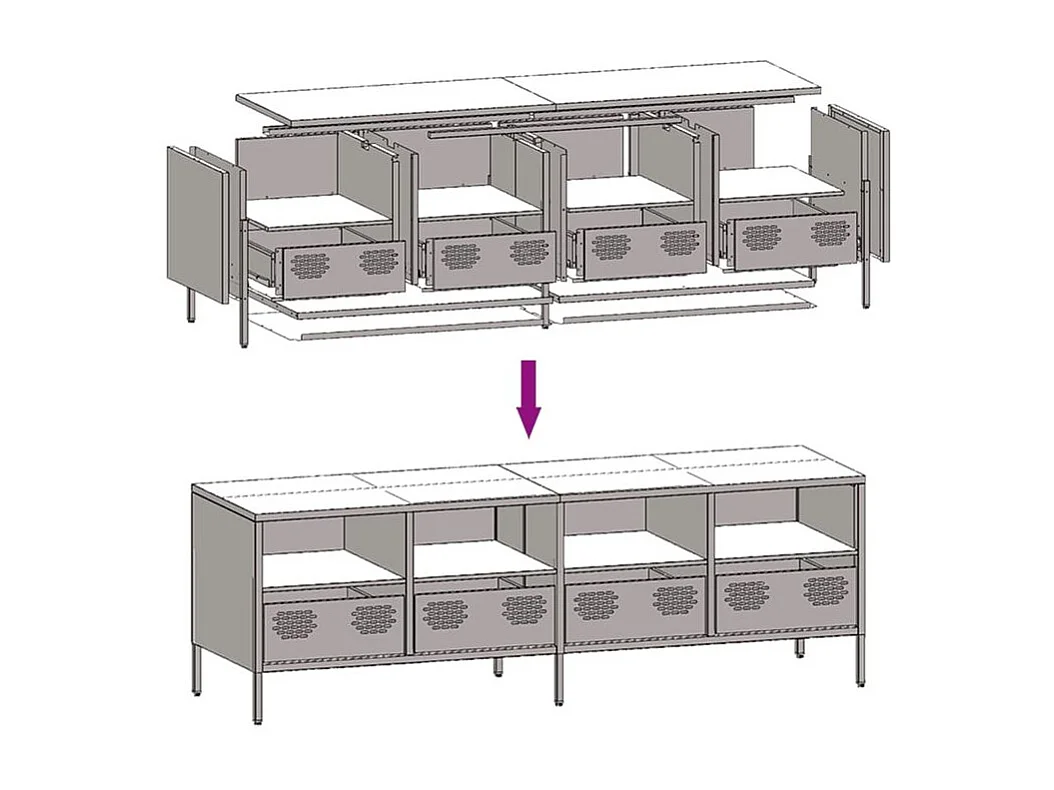 Meuble TV vert olive 135x39x43,5 acier laminé à froid