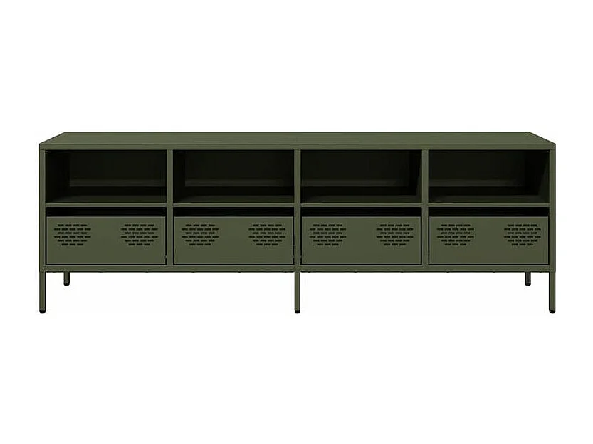 Meuble TV vert olive 135x39x43,5 acier laminé à froid