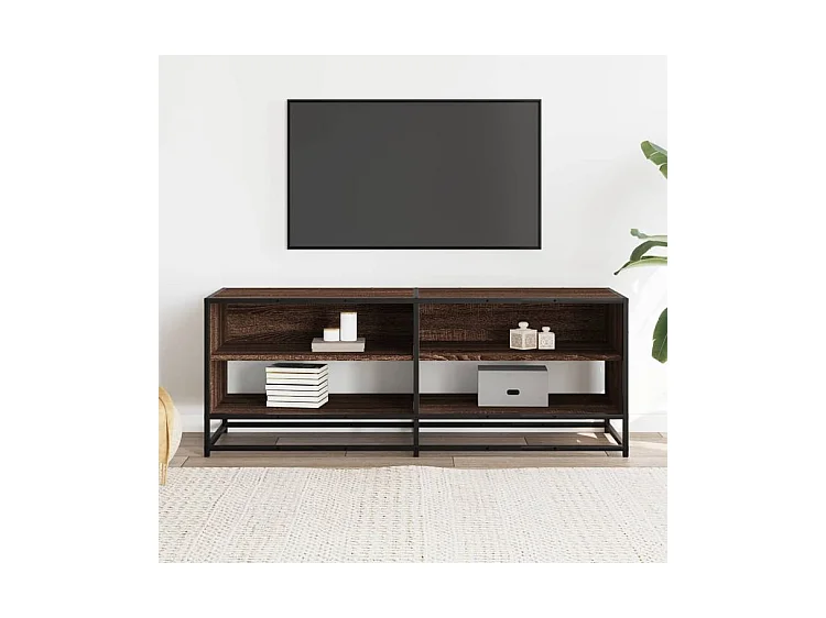 Meuble TV chêne marron 120,5x40x46 bois d'ingénierie et métal