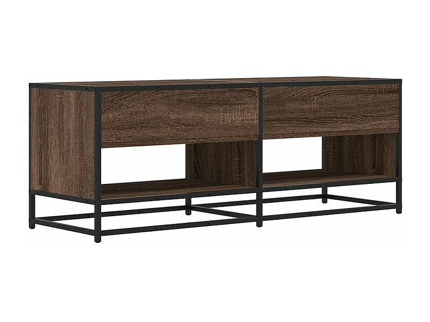 Meuble TV chêne marron 120,5x40x46 bois d'ingénierie et métal