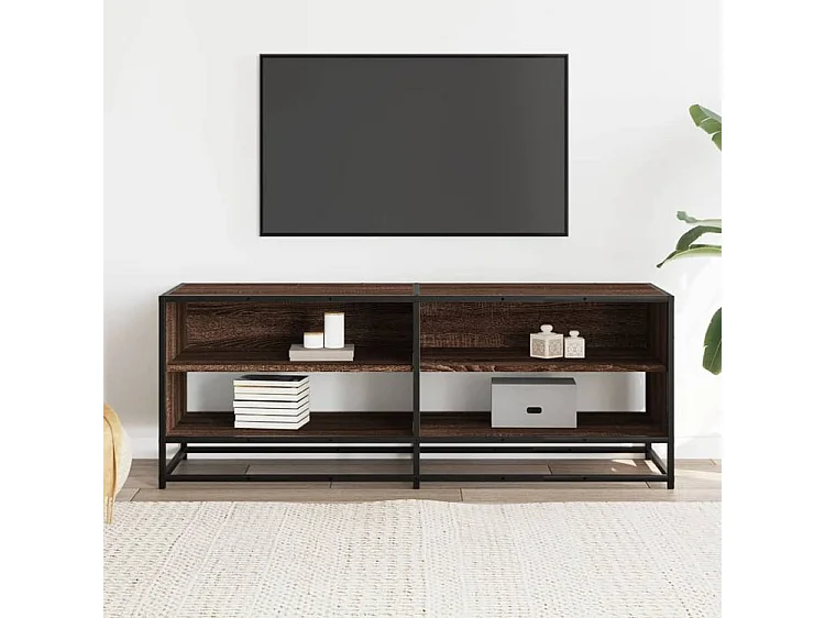 Meuble TV chêne marron 120,5x40x46 bois d'ingénierie et métal