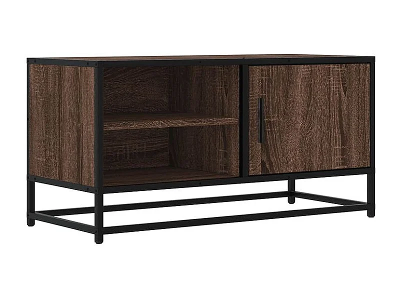Meuble TV chêne marron 80x34,5x40 bois d'ingénierie et métal