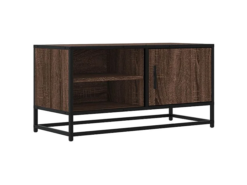 Meuble TV chêne marron 80x34,5x40 bois d'ingénierie et métal