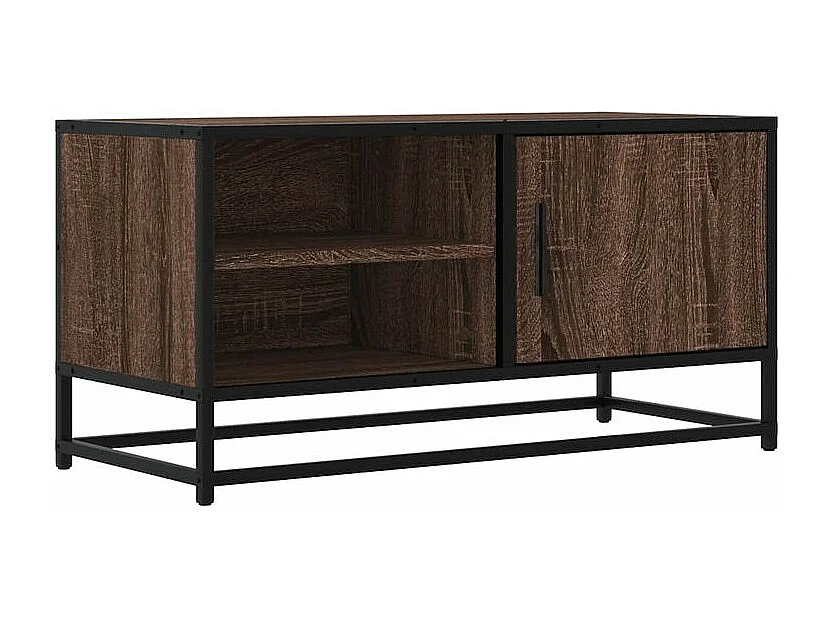 Meuble TV chêne marron 80x34,5x40 bois d'ingénierie et métal