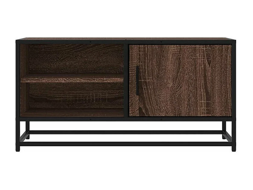 Meuble TV chêne marron 80x34,5x40 bois d'ingénierie et métal