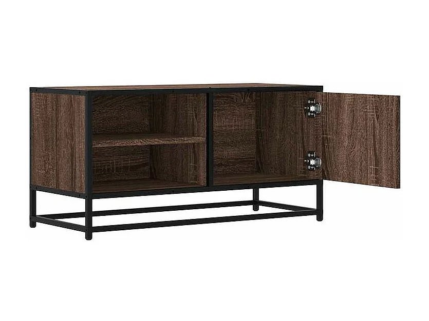 Meuble TV chêne marron 80x34,5x40 bois d'ingénierie et métal