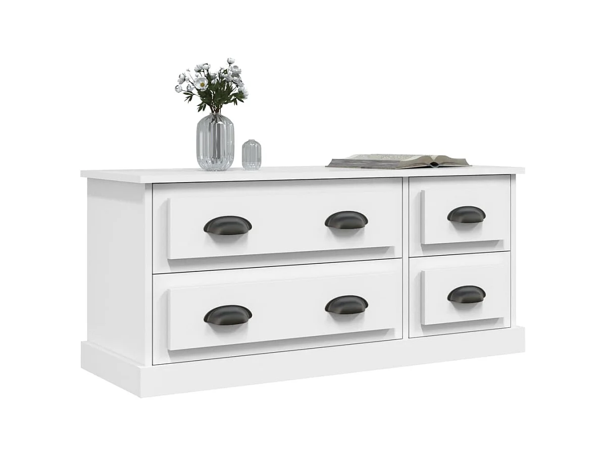 Meuble TV blanc 100x35,5x45 bois d'ingénierie