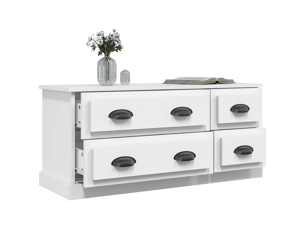 Meuble TV blanc 100x35,5x45 bois d'ingénierie