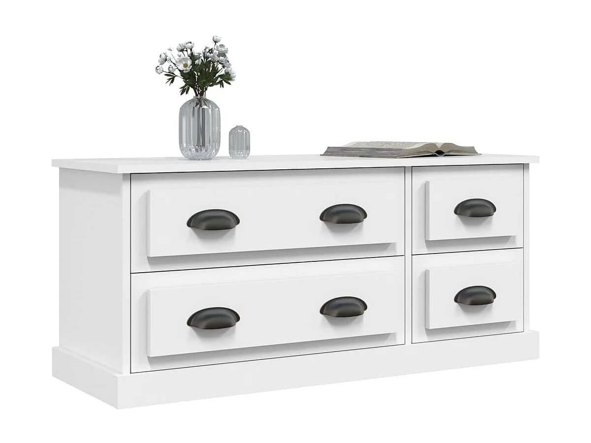 Meuble TV blanc 100x35,5x45 bois d'ingénierie