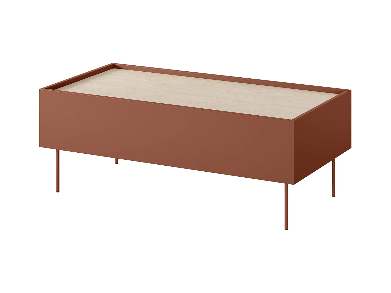 Couchtisch mit 2 Schubladen und Metallfuß, 120 x 45 cm