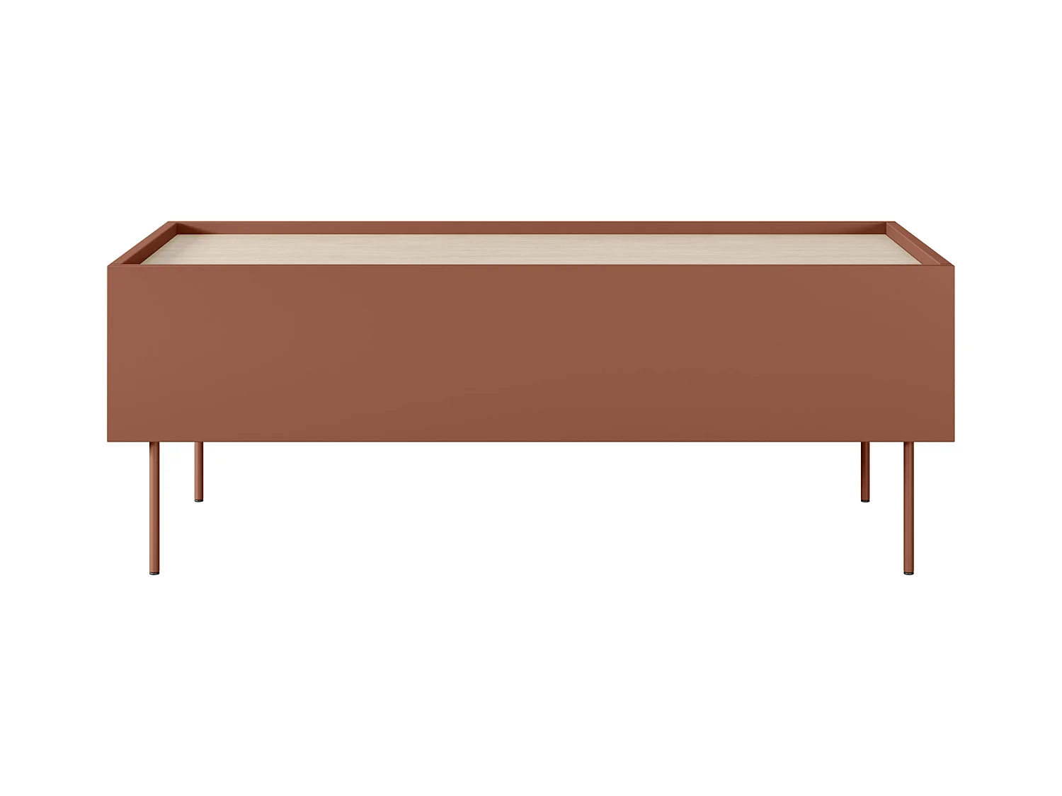 Couchtisch mit 2 Schubladen und Metallfuß, 120 x 45 cm