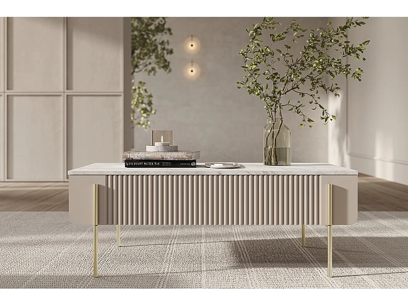 Mesita 2 cajones con pie de metal cachemir 100x40 cm