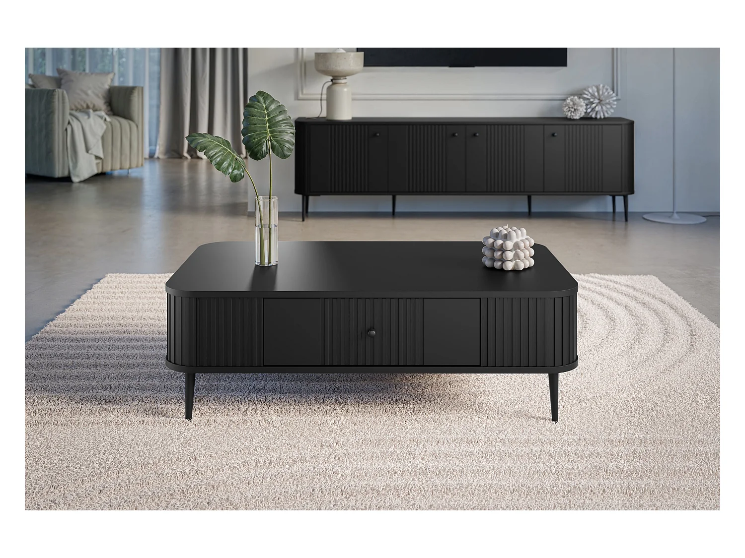 Couchtisch mit 1 Schublade und Metallfuß, 103 x 35 cm