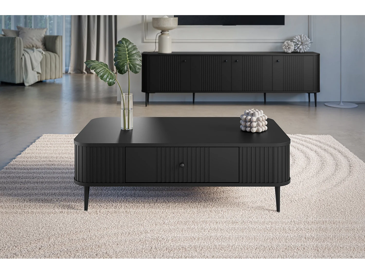 Couchtisch mit 1 Schublade und Metallfuß, 103 x 35 cm