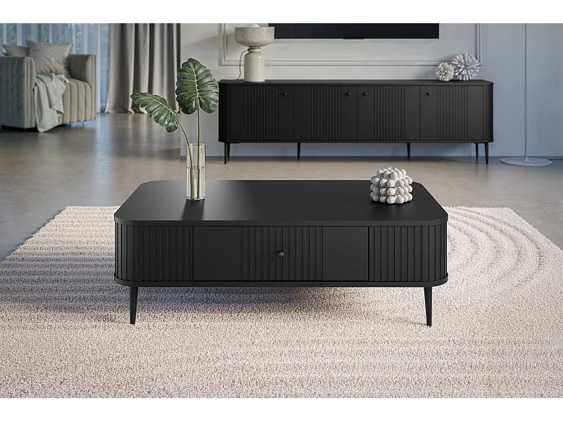 Couchtisch mit 1 Schublade und Metallfuß, 103 x 35 cm