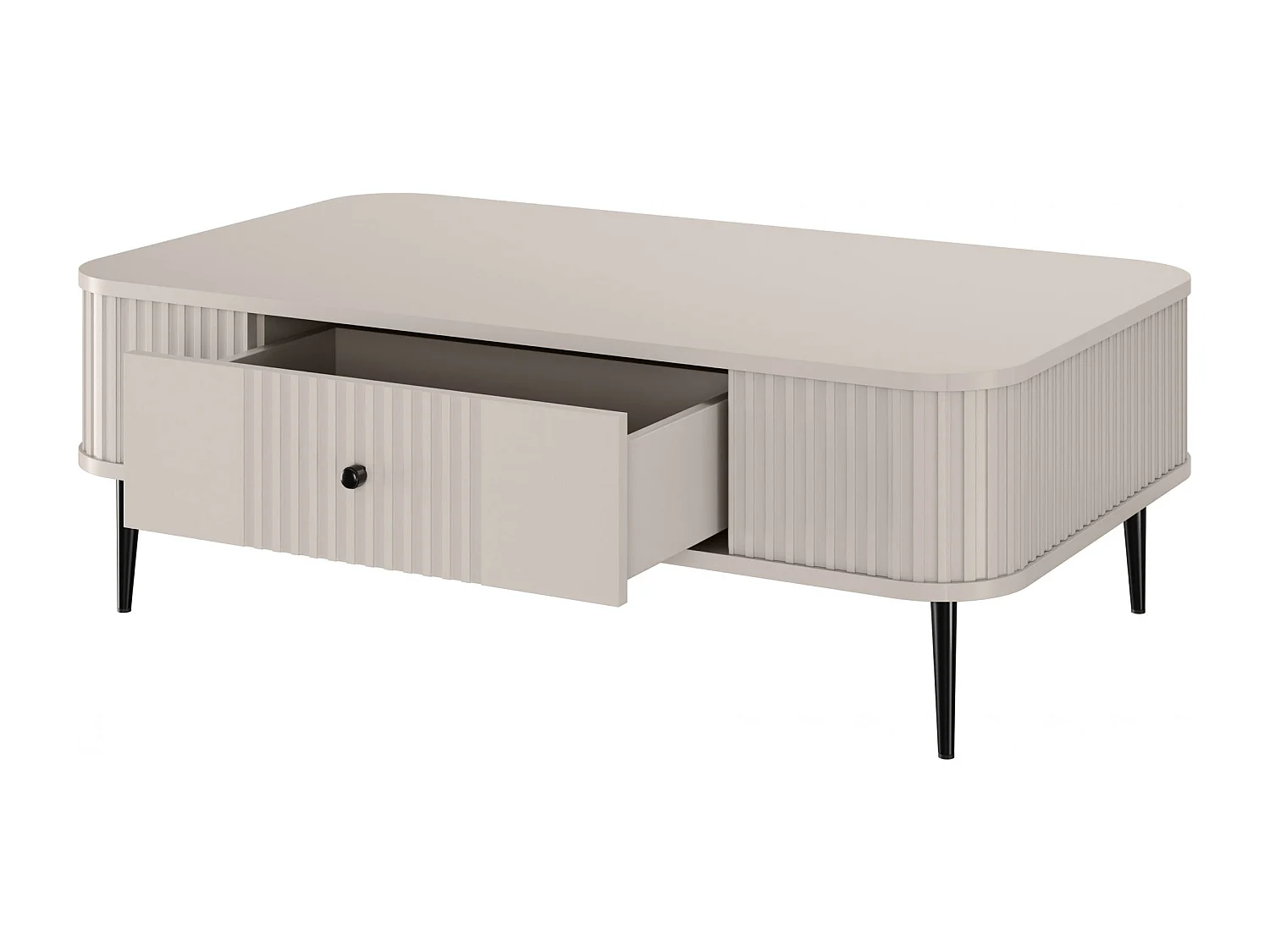 Mesa de centro com 1 gaveta e pé metálico 103x35 cm