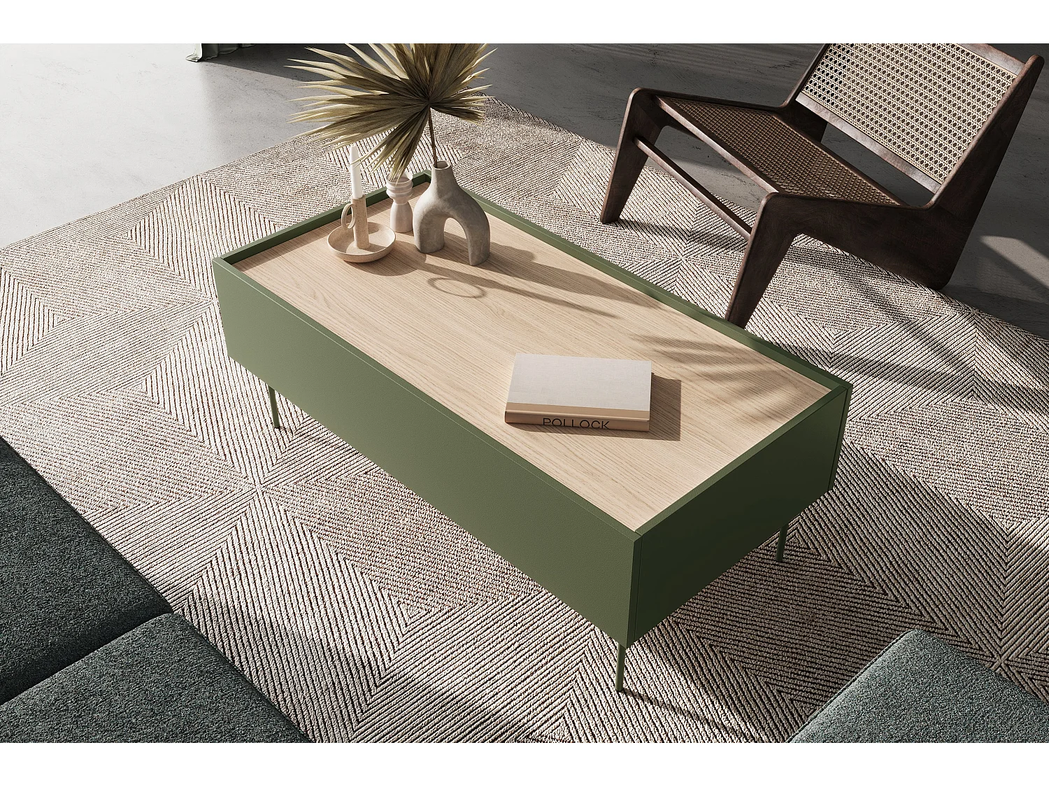 Tavolino 2 cassetti con piede in metallo 120x45 cm