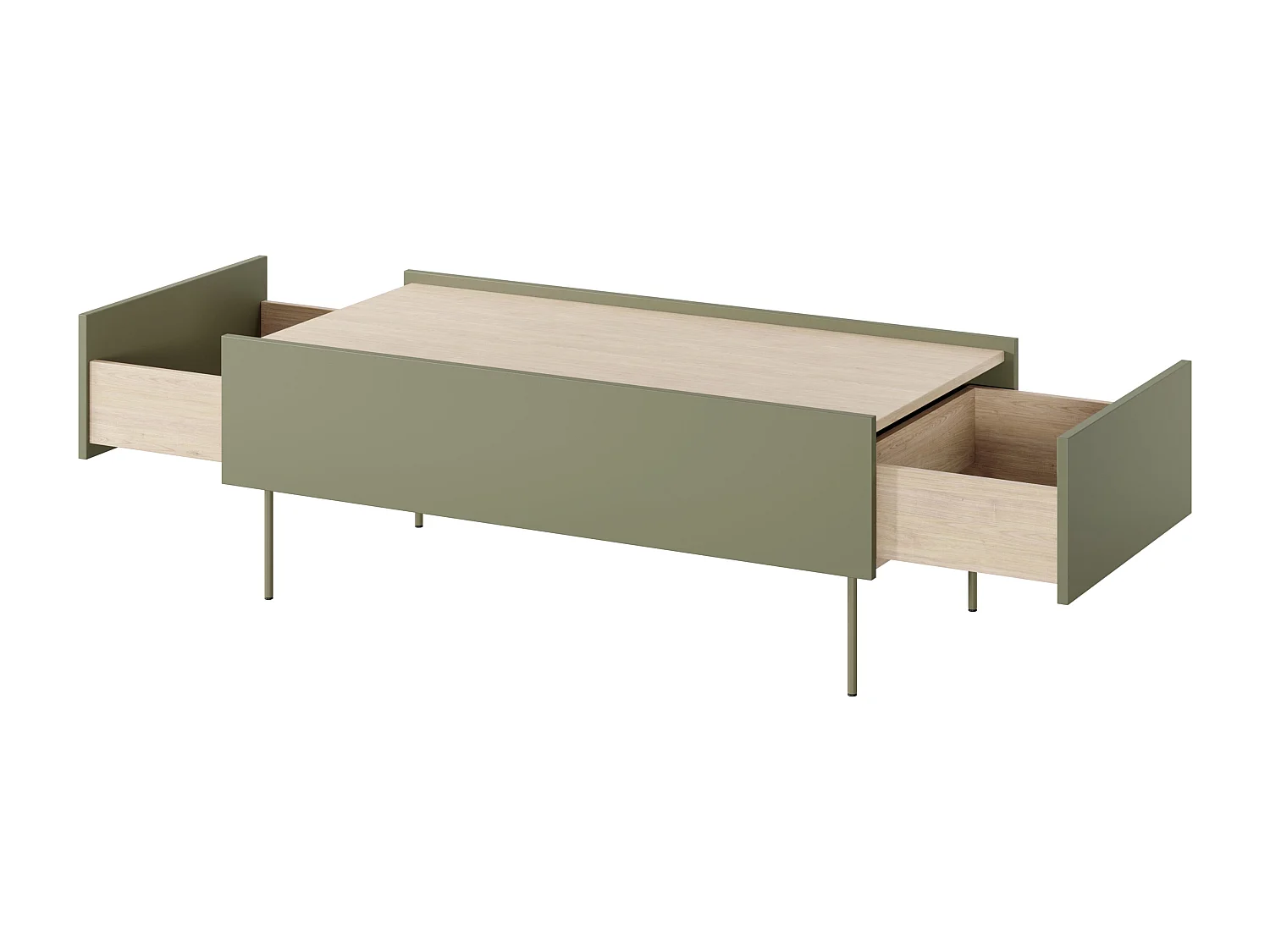 Tavolino 2 cassetti con piede in metallo 120x45 cm