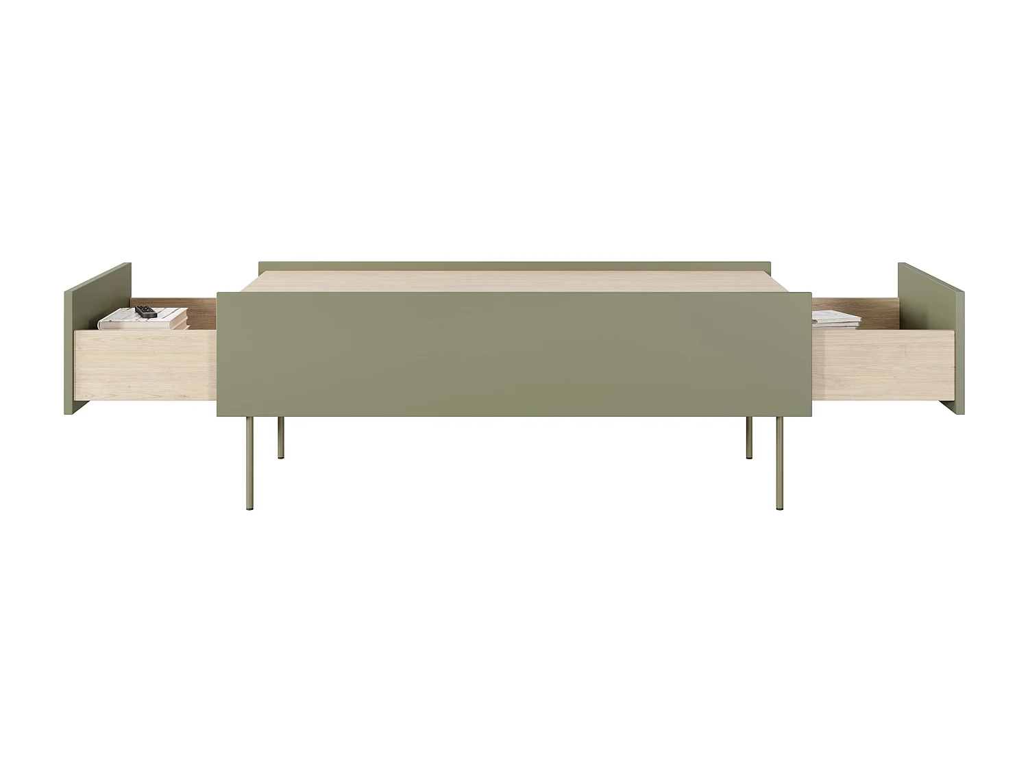 Lage tafel 2 laden met metalen voet 120x45 cm