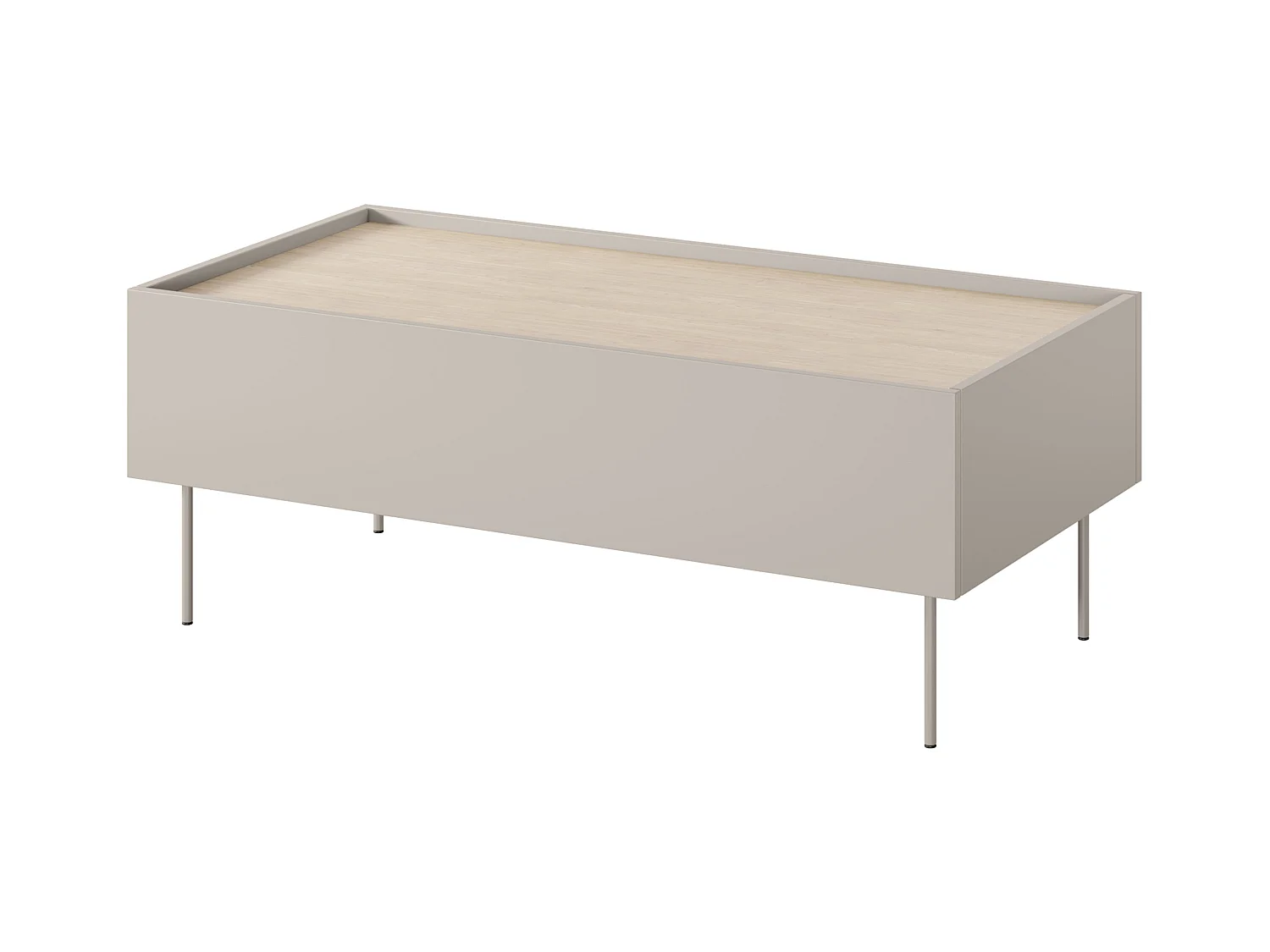 Couchtisch mit 2 Schubladen und Metallfuß, 120 x 45 cm