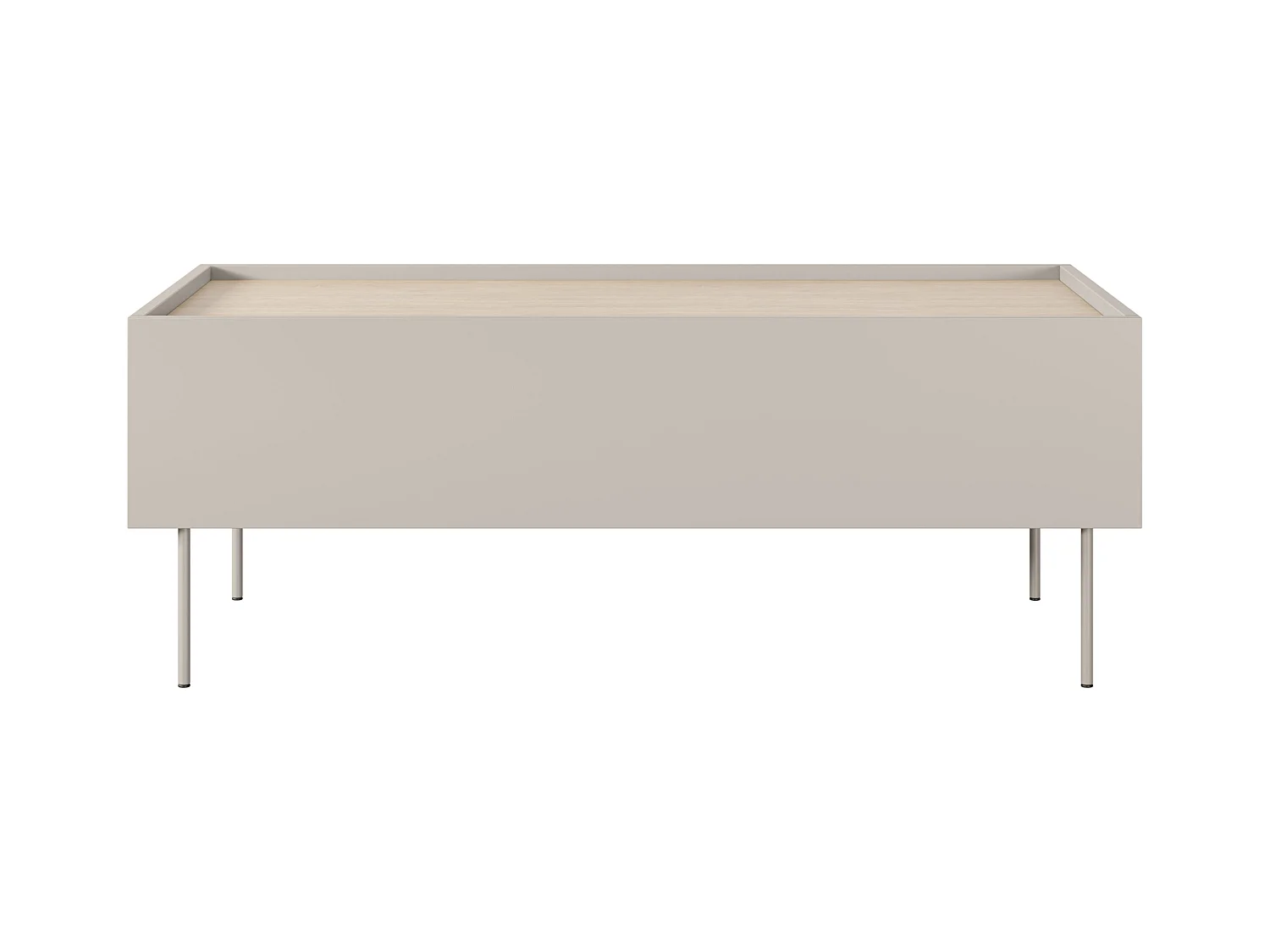 Couchtisch mit 2 Schubladen und Metallfuß, 120 x 45 cm