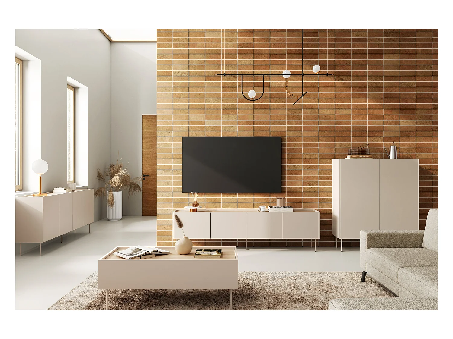 Couchtisch mit 2 Schubladen und Metallfuß, 120 x 45 cm