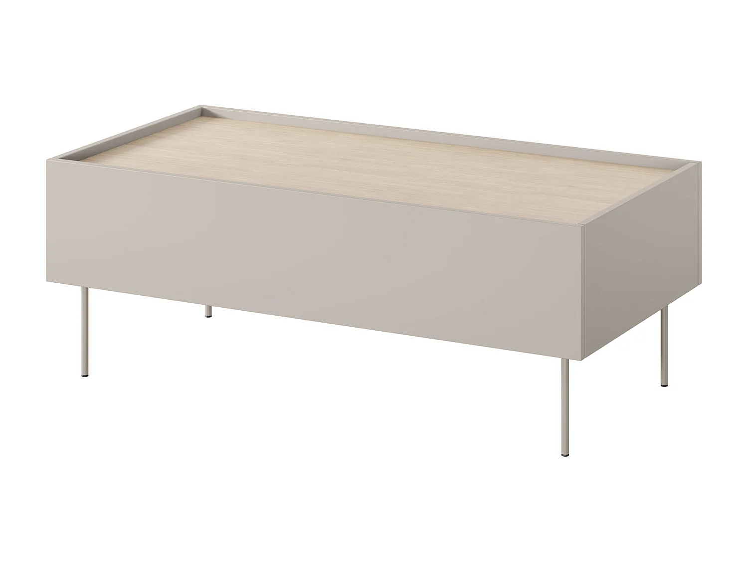 Mesa de centro com 2 gavetas e pés metálicos 120x45 cm