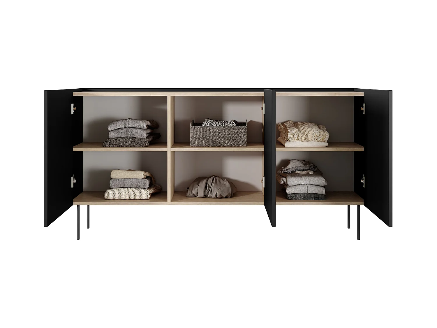 Dressoir met 3 deuren en 2 lades met metalen voet 170x85 cm