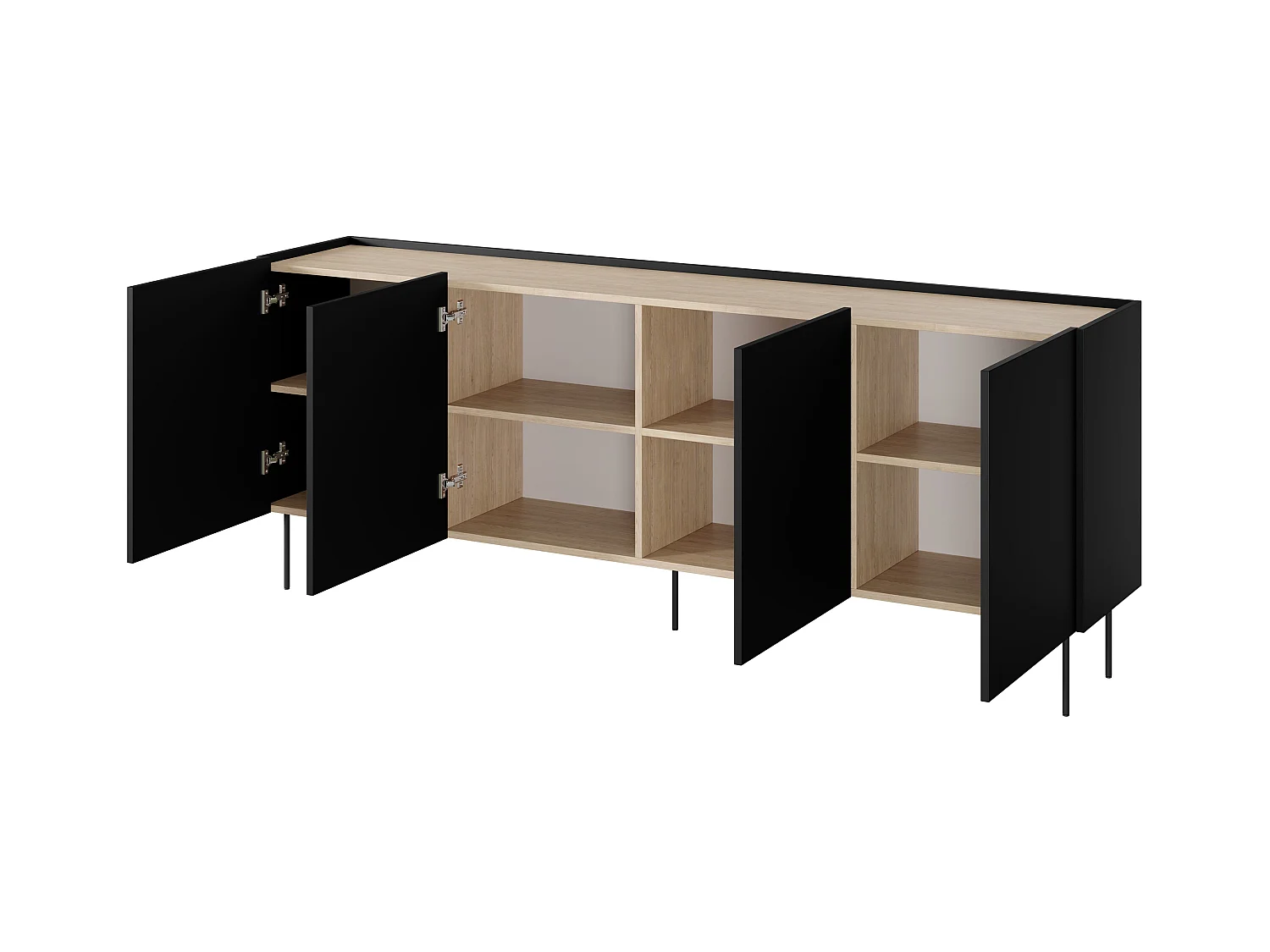 4-türige Kommode mit Metallfuß 220x85 cm