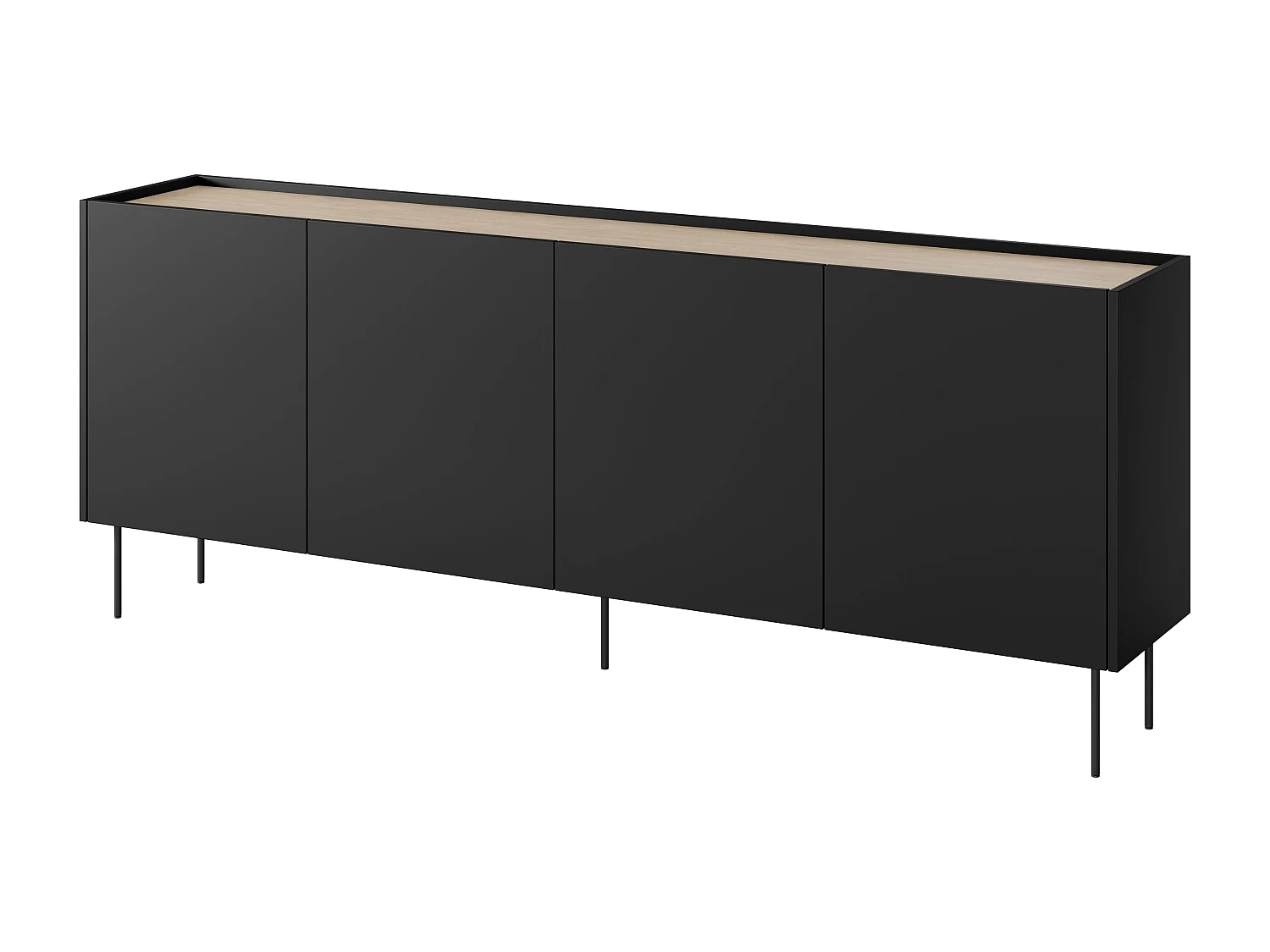 4-deurs commode met metalen voet 220x85 cm