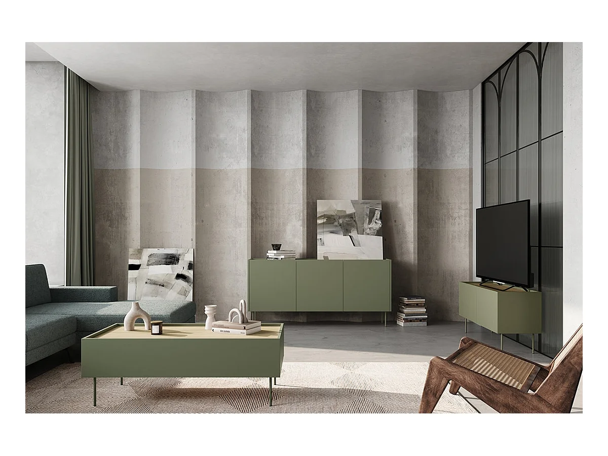 Cômoda 3 portas com pé metálico 170x85 cm