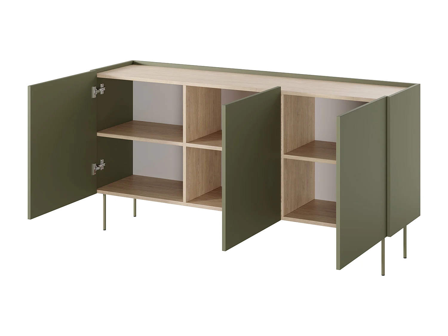 Cômoda 3 portas com pé metálico 170x85 cm