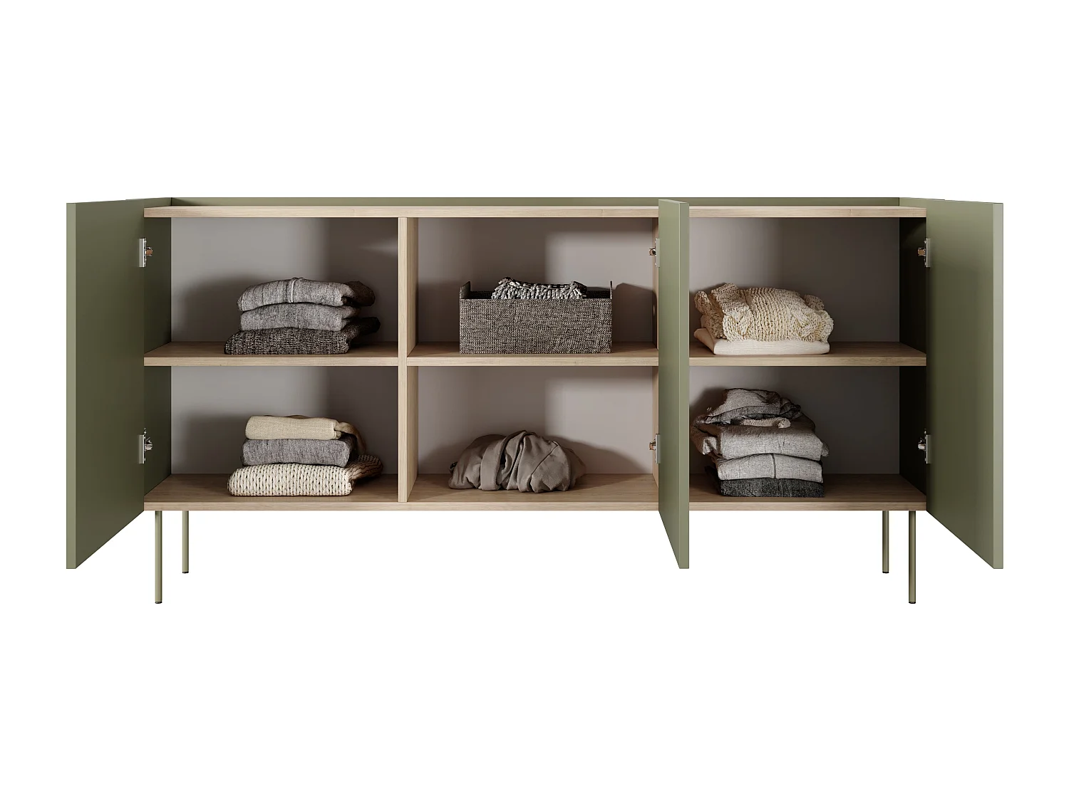 Cômoda 3 portas com pé metálico 170x85 cm