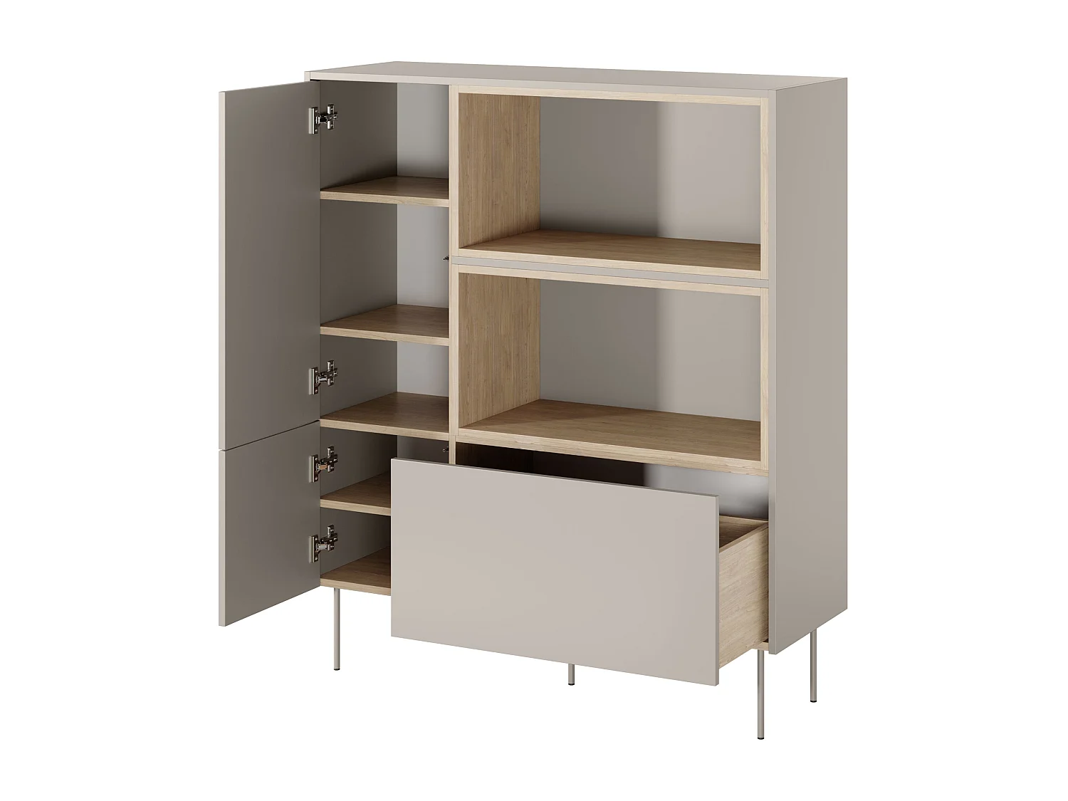 Kommode 2 Türen 1 Schublade mit Metallfuß 120x140 cm