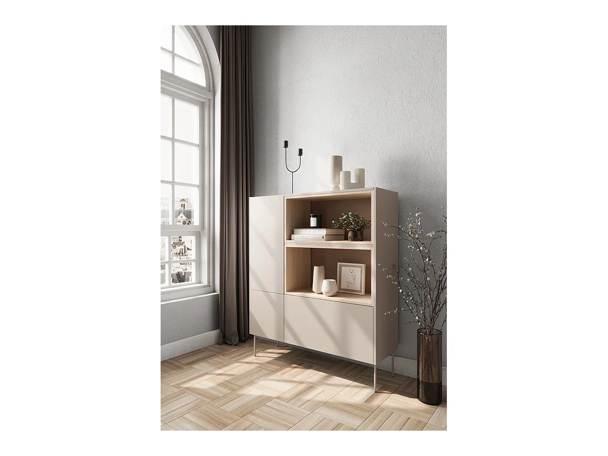 Dressoir 2 deuren 1 lade met metalen voet 120x140 cm