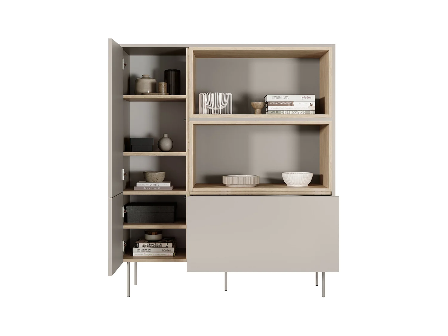 Dressoir 2 deuren 1 lade met metalen voet 120x140 cm