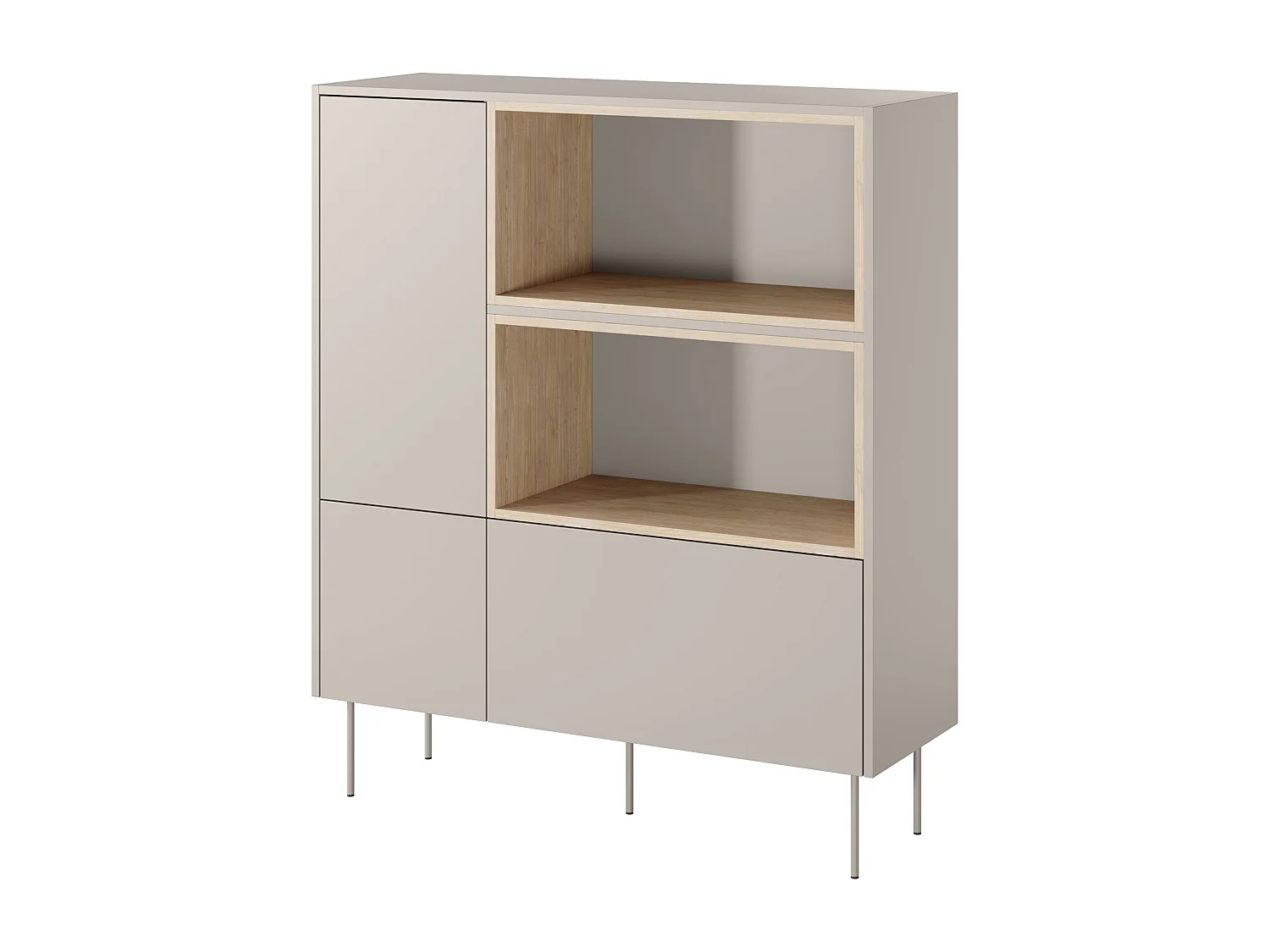 Cómoda 2 puertas 1 cajón con pie metálico 120x140 cm