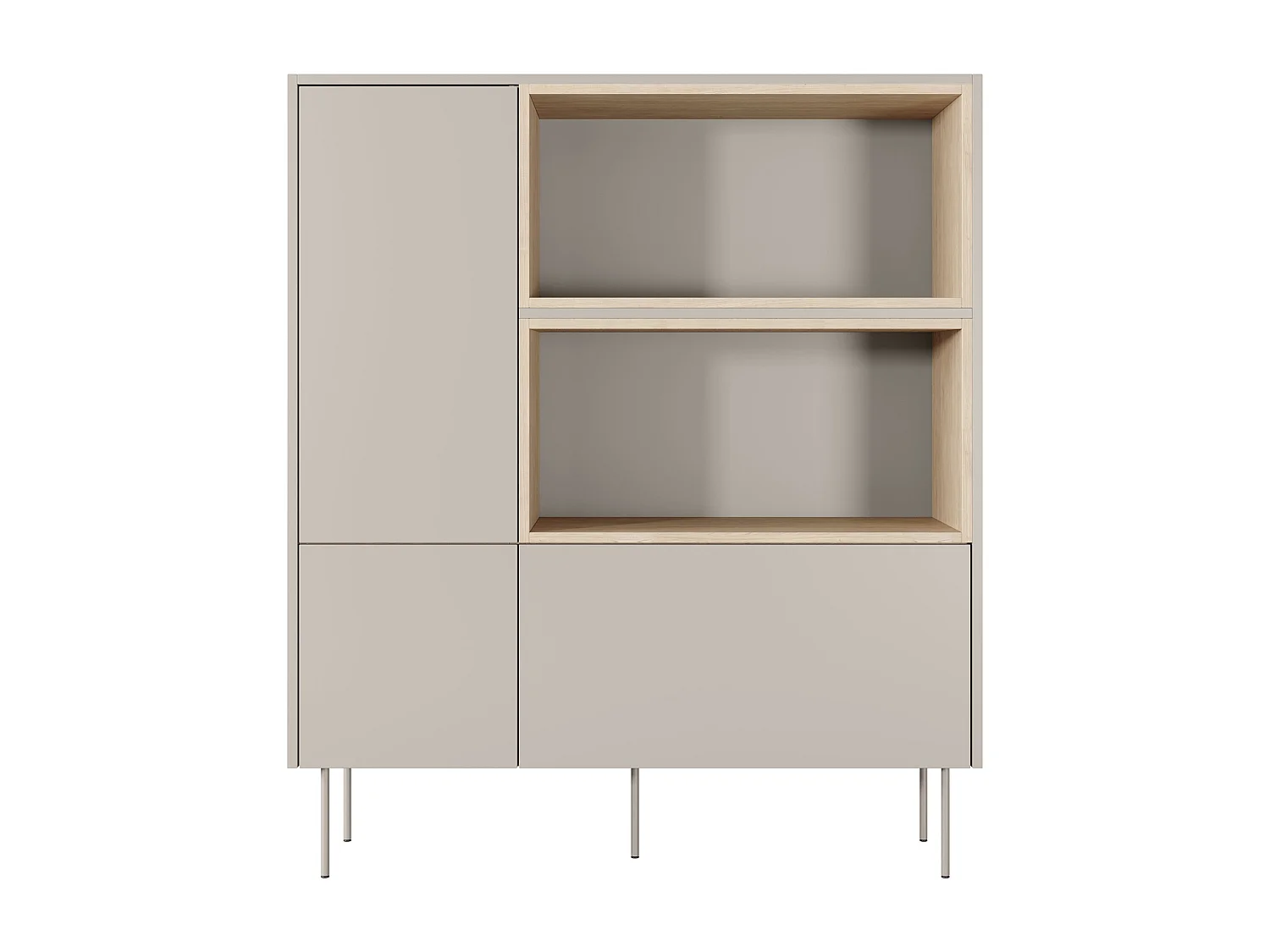 Cómoda 2 puertas 1 cajón con pie metálico 120x140 cm