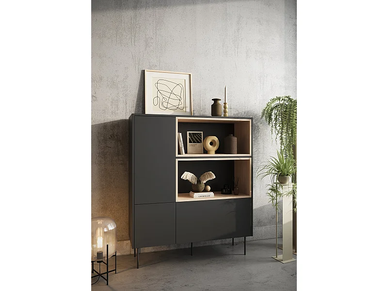 Cômoda 2 portas 1 gaveta com pé metálico 120x140 cm